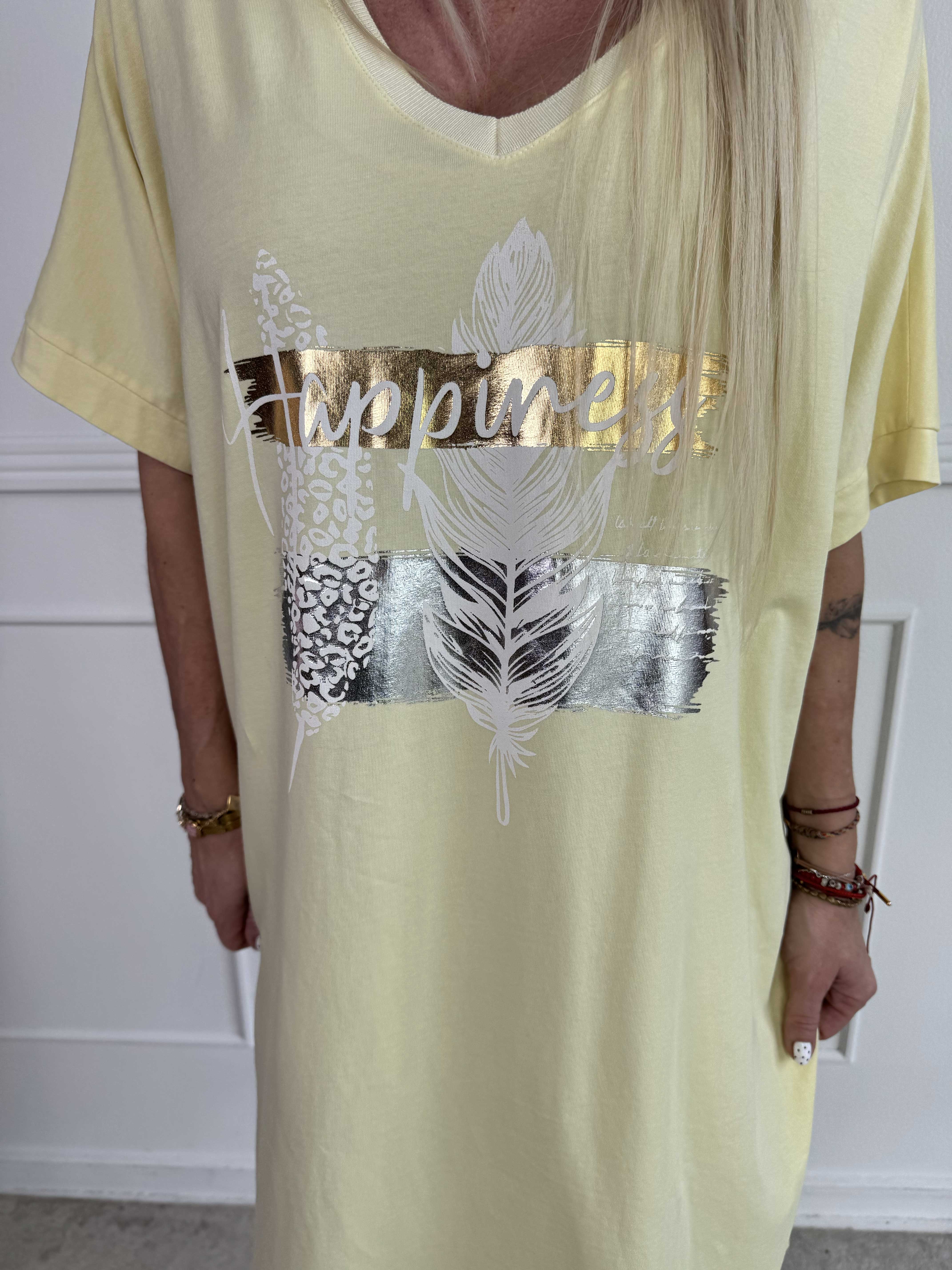 Alana - T-shirtkjole i bomuld med fejrmotiver foran